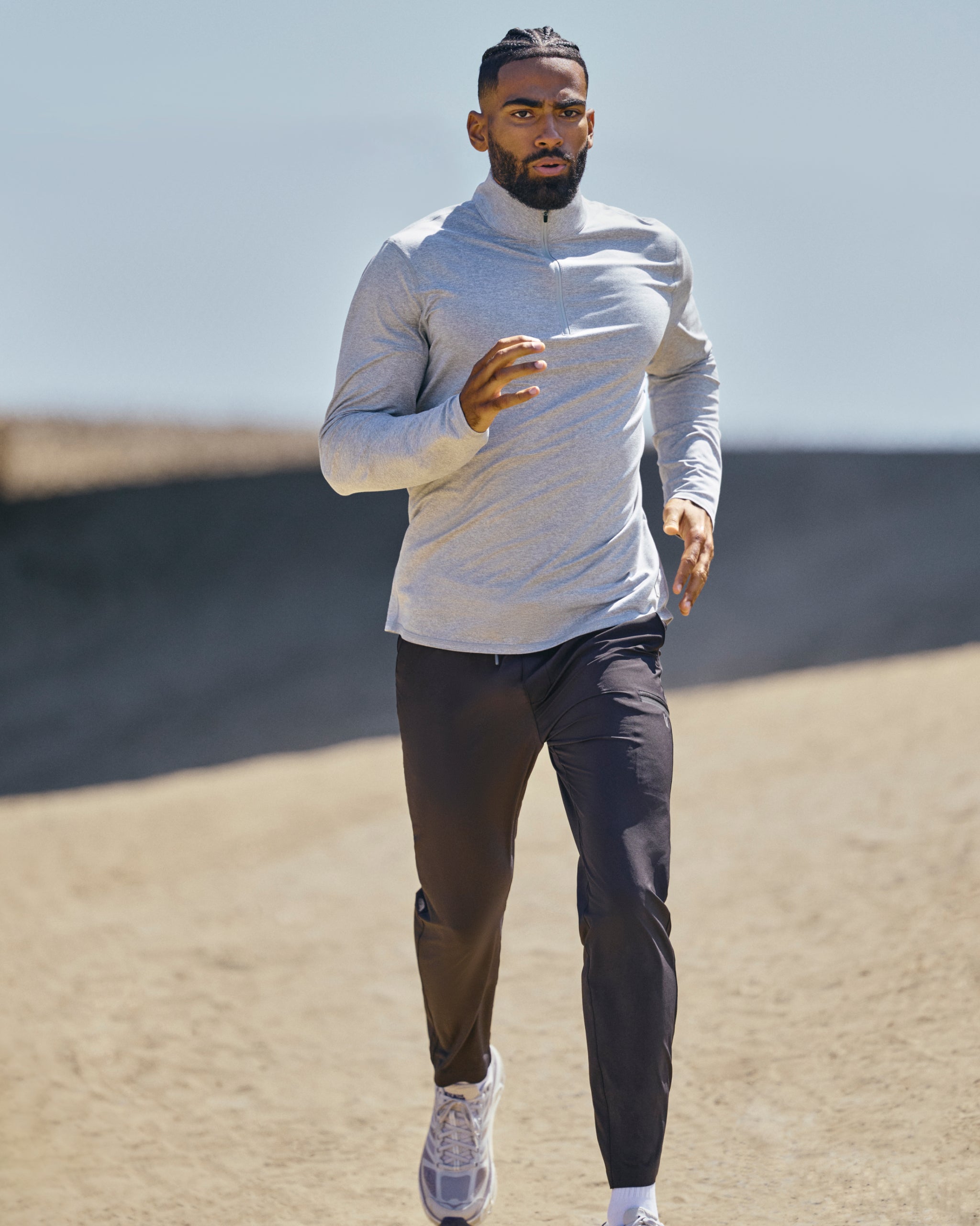 Ponto Half Zip Mock Neck | Light Heather Grey - Image 5