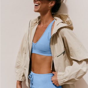 Pointelle Seamless V Neck Bra | Oasis Blue