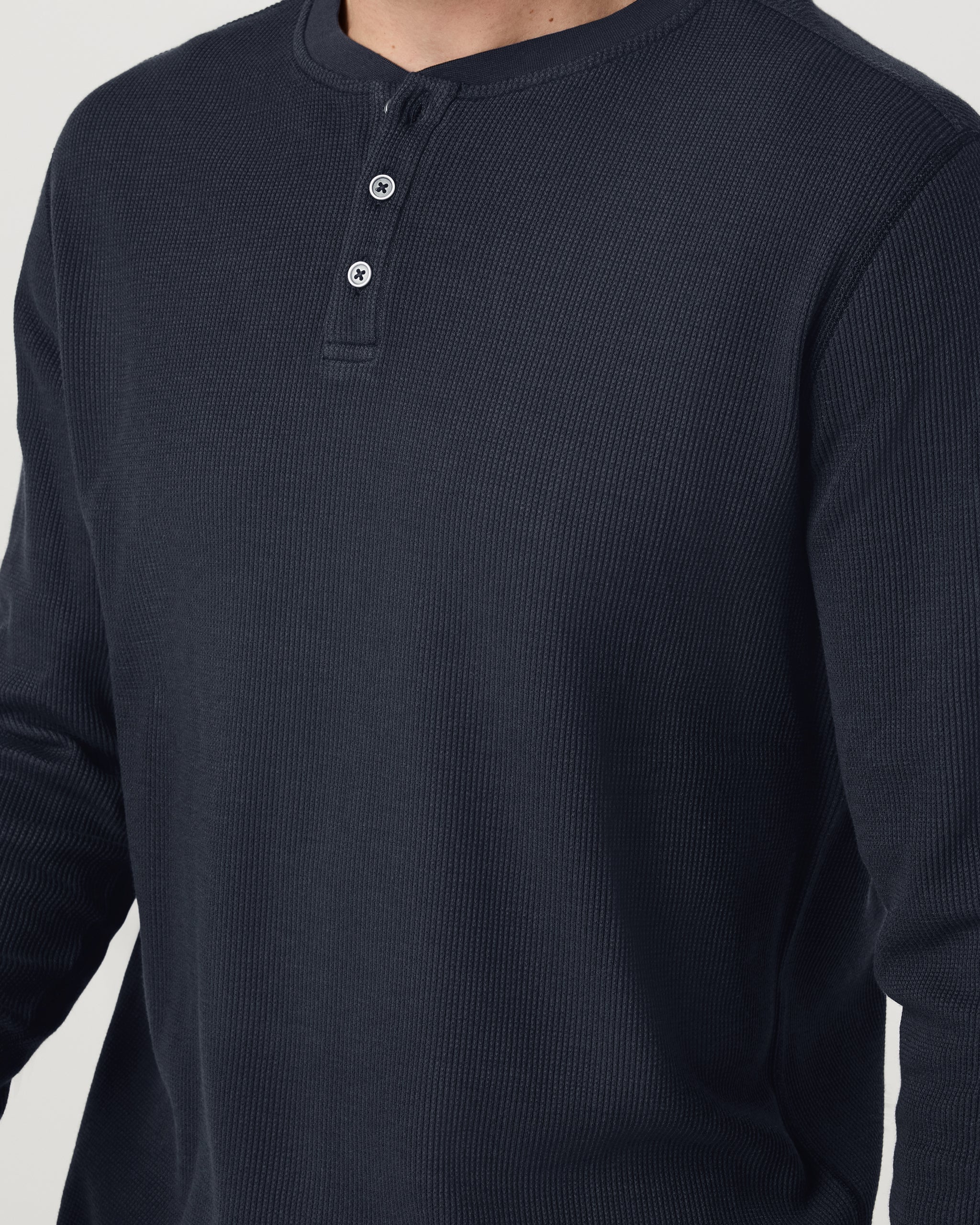 Waffle Henley | Navy - Image 2