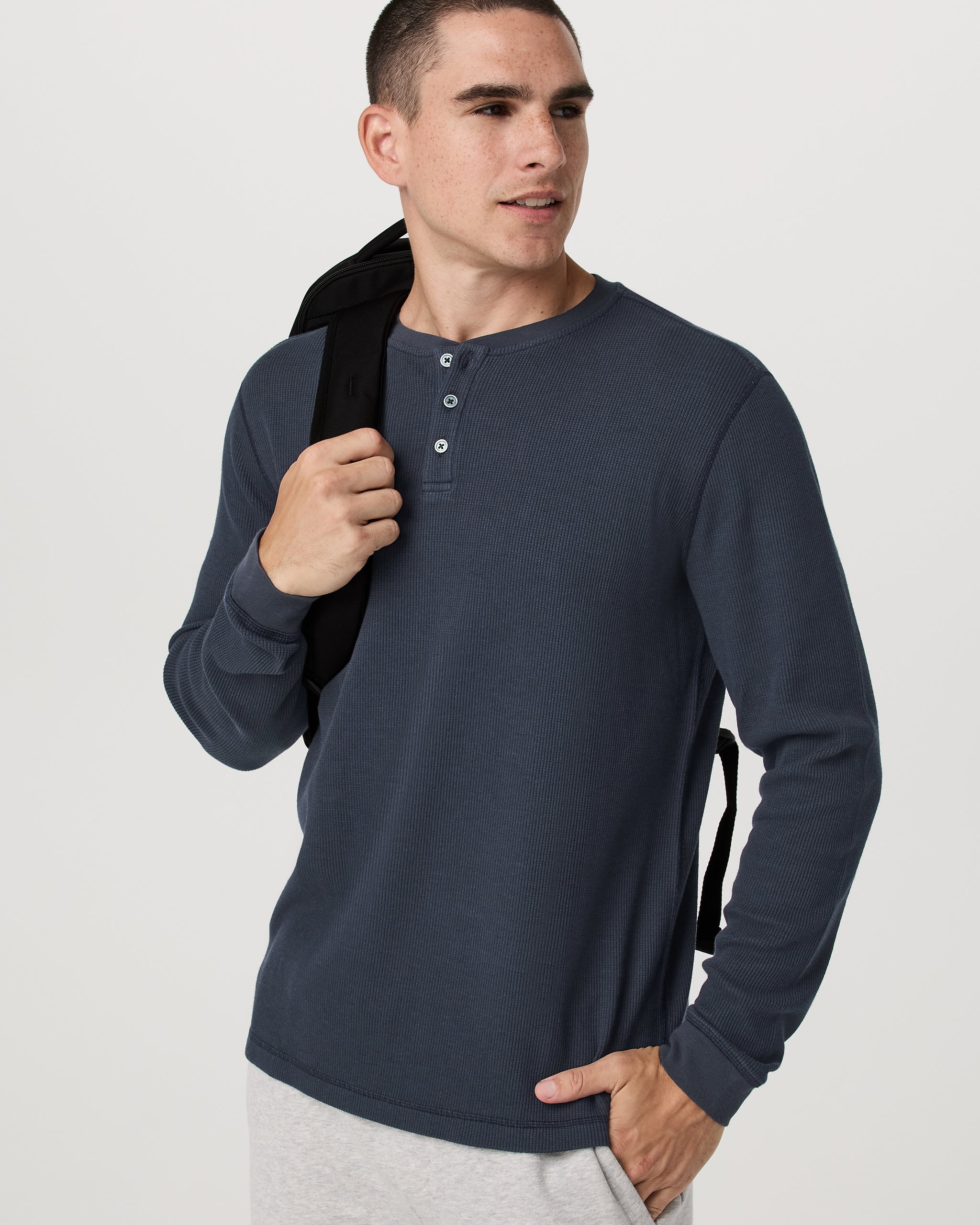 Waffle Henley | Navy - Image 5