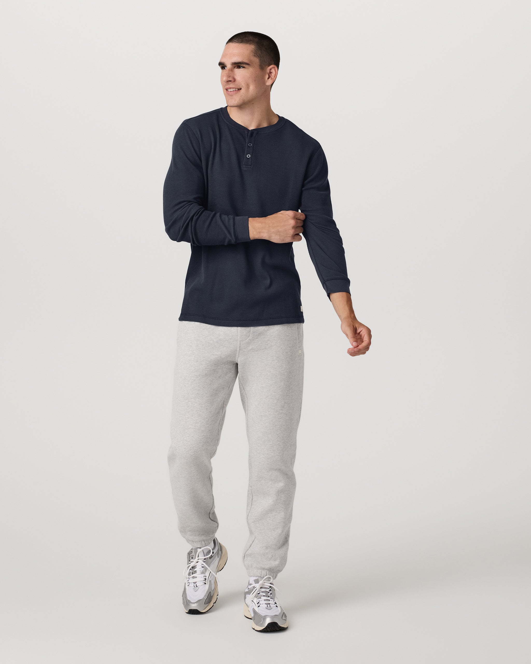 Waffle Henley | Navy - Image 4