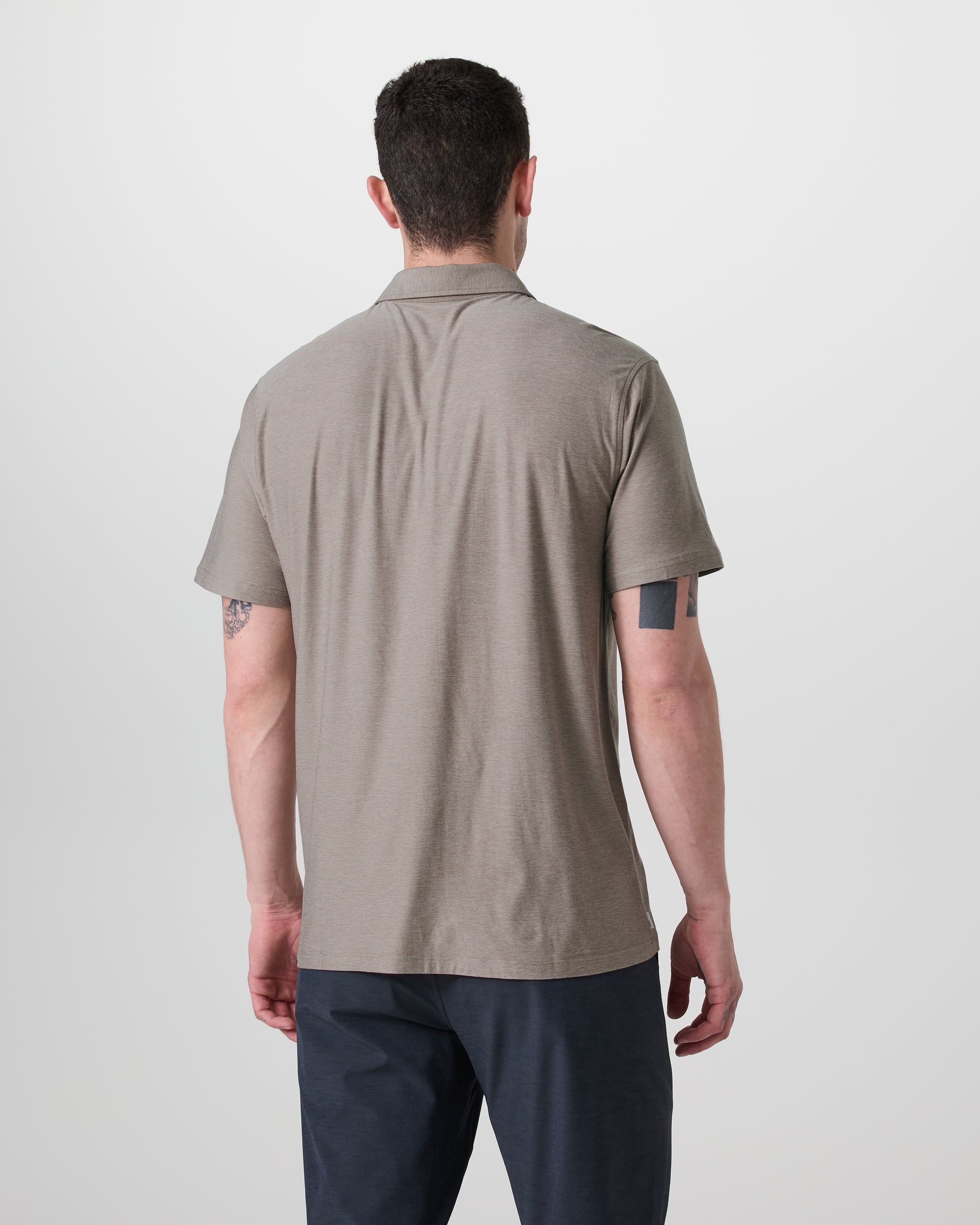 Short Sleeve Strato Button Down | Mocha Heather - Image 3