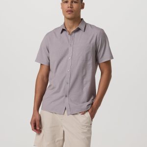 Short Sleeve Bridge Button Down | Sable Mini Stripe