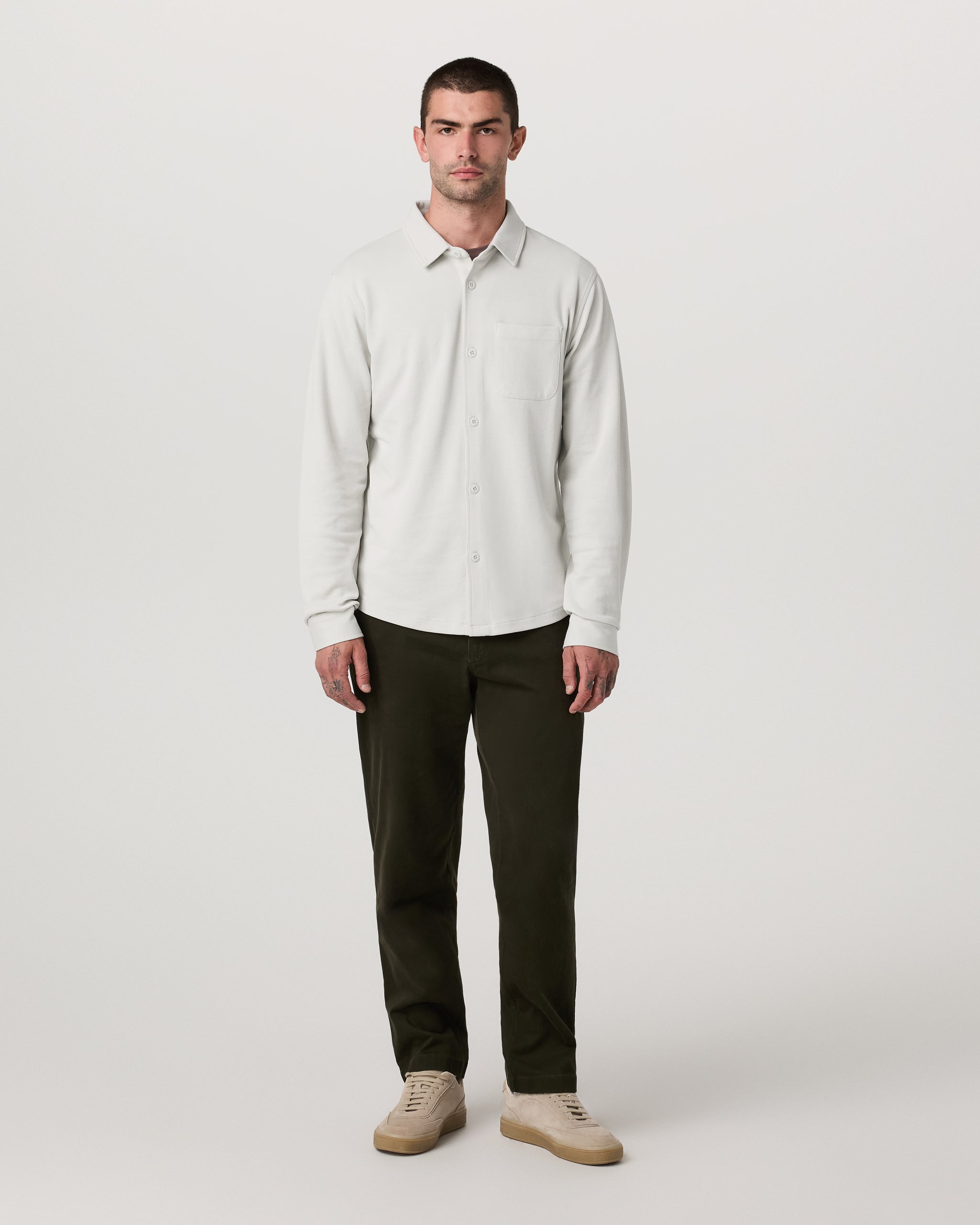 Long Sleeve Jeffreys Button Down Overshirt | Winter Grey Heather - Image 4