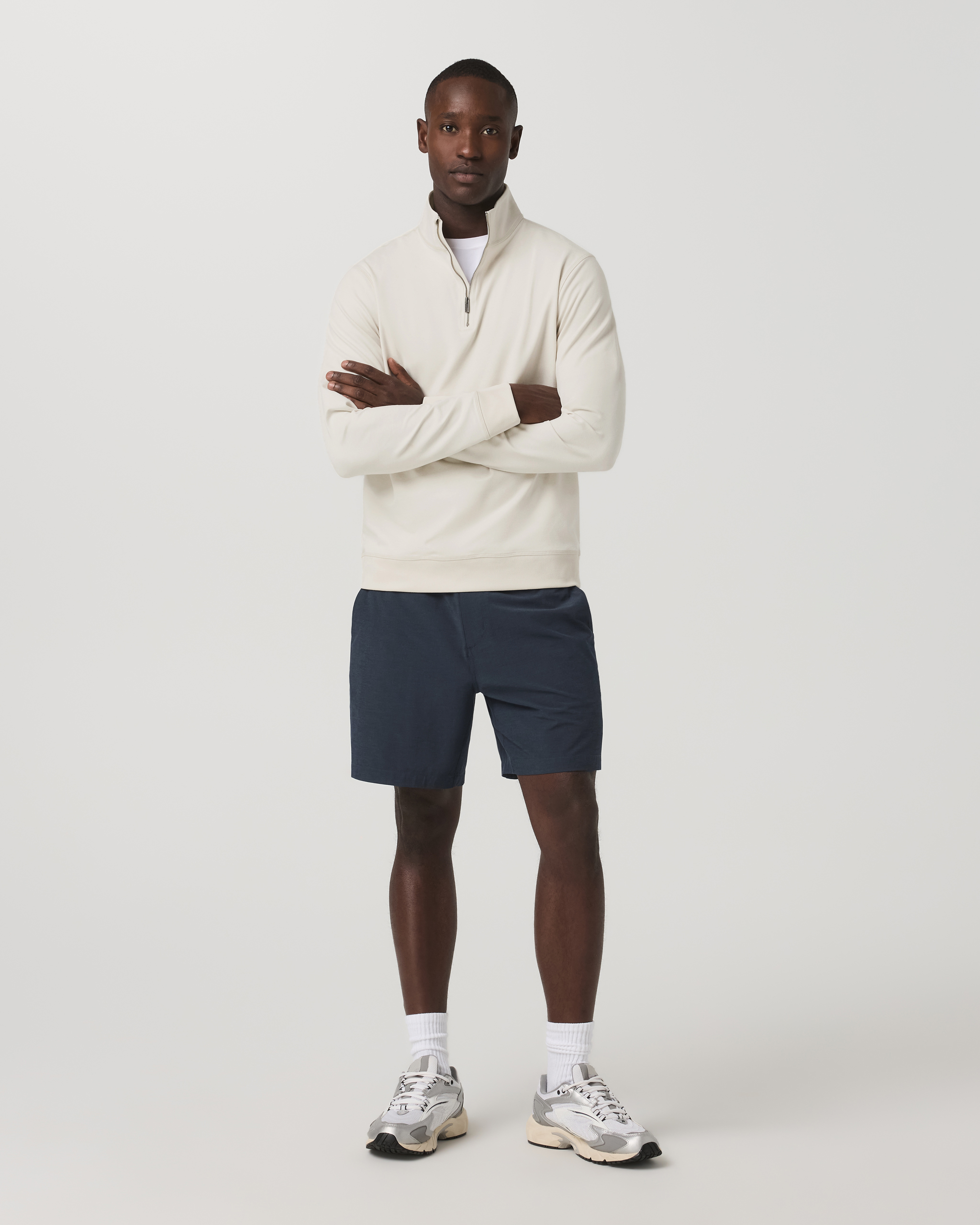Aim Elastic Waist Short 7 | Navy Linen Texture - Image 4