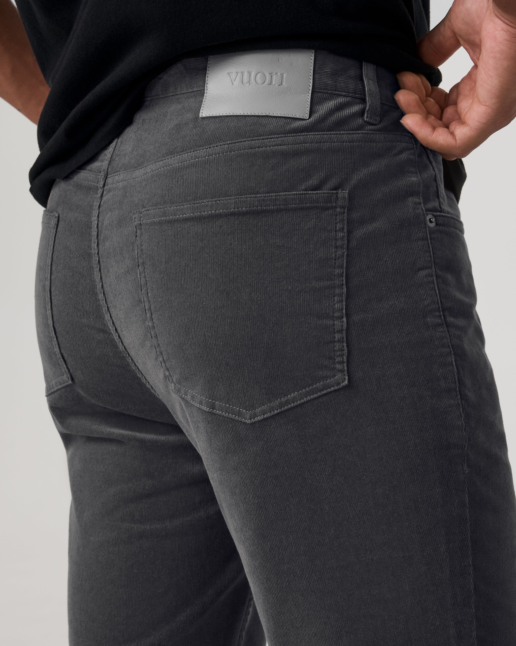 Optimist 5 Pocket Cord Pant Athletic Slim Fit | Charcoal - Image 2