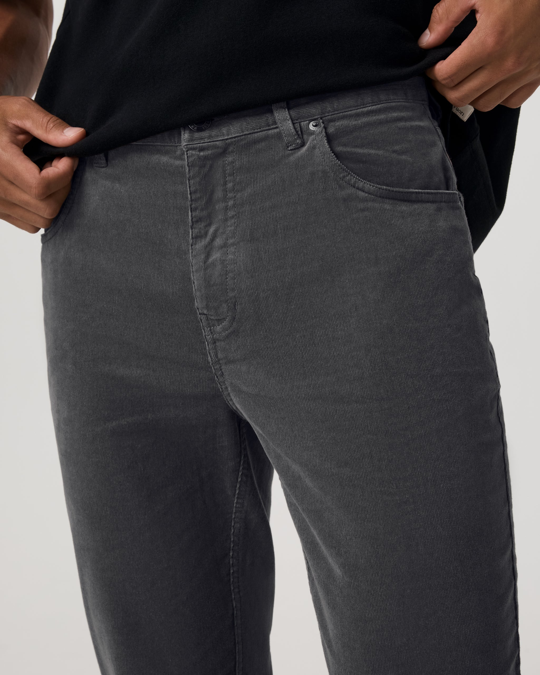 Optimist 5 Pocket Cord Pant Athletic Slim Fit | Charcoal - Image 5