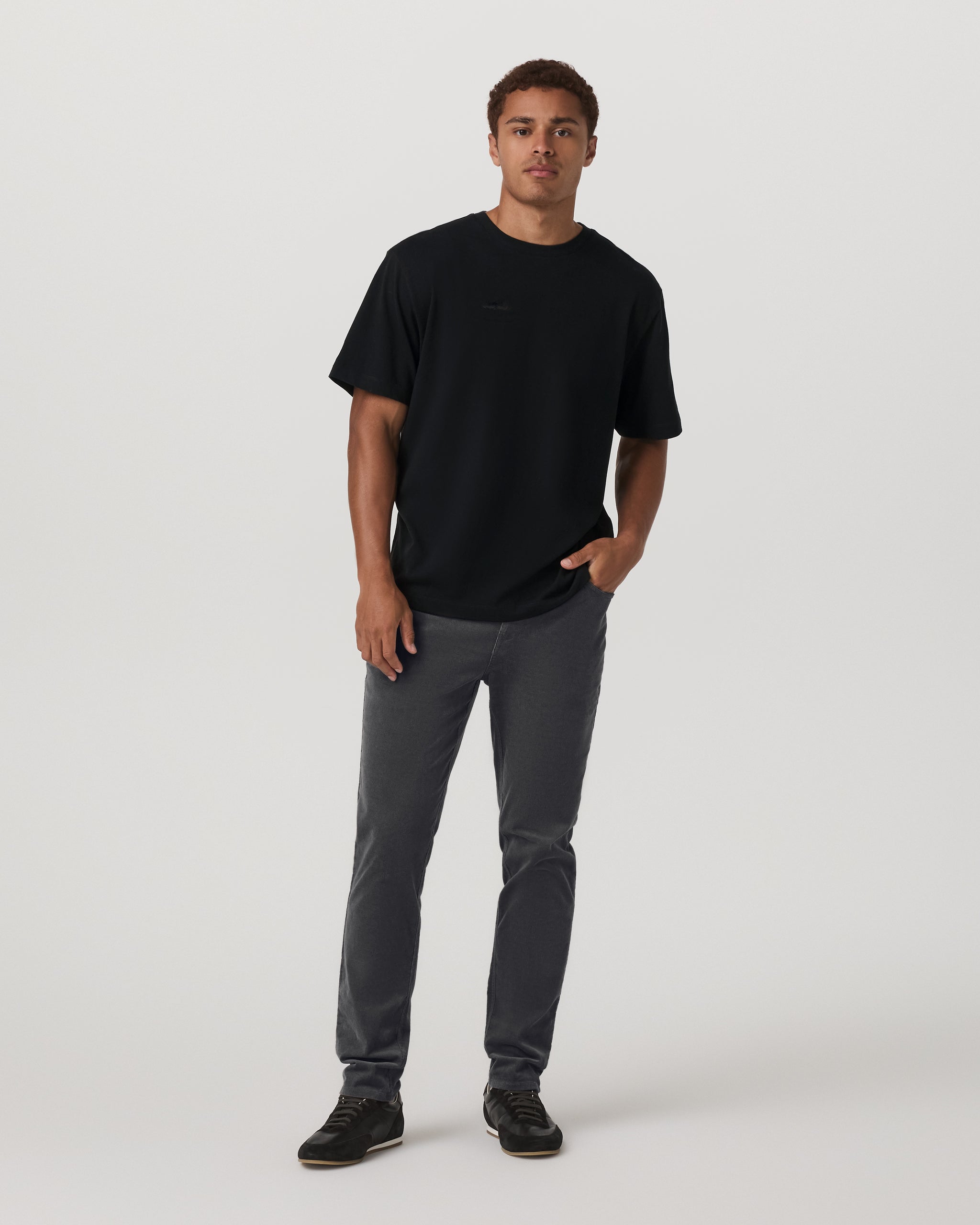 Optimist 5 Pocket Cord Pant Athletic Slim Fit | Charcoal - Image 4