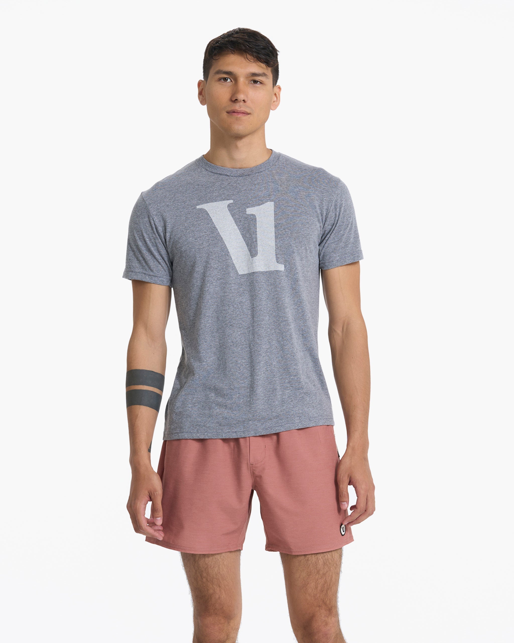 V1 Logo Tee | Heather Grey / Salt