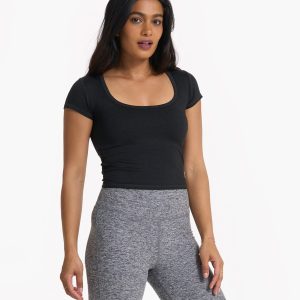 Short Sleeve Halo Crop | Black Heather