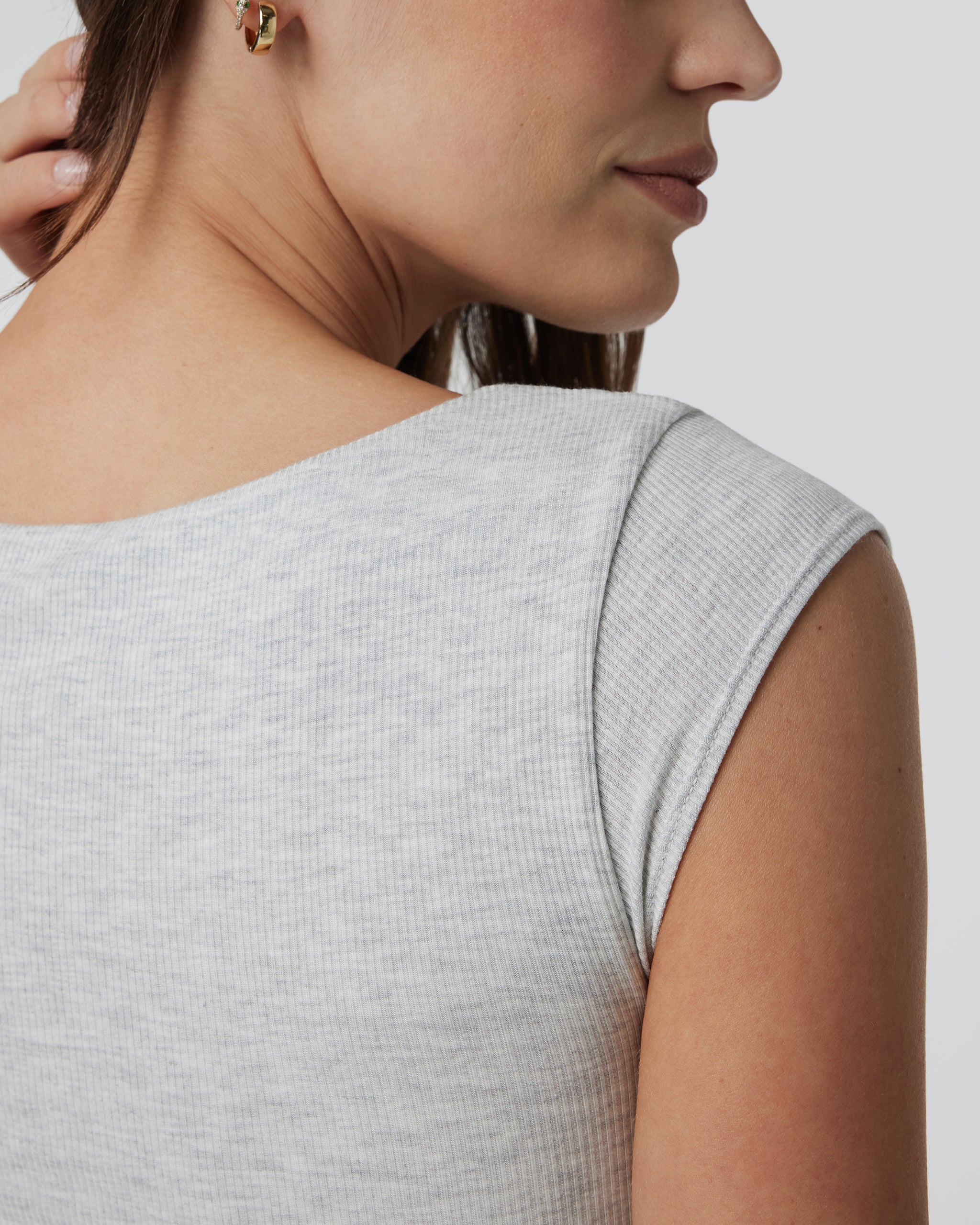 Sleeveless Cove V Neck | Light Heather Grey - Image 4