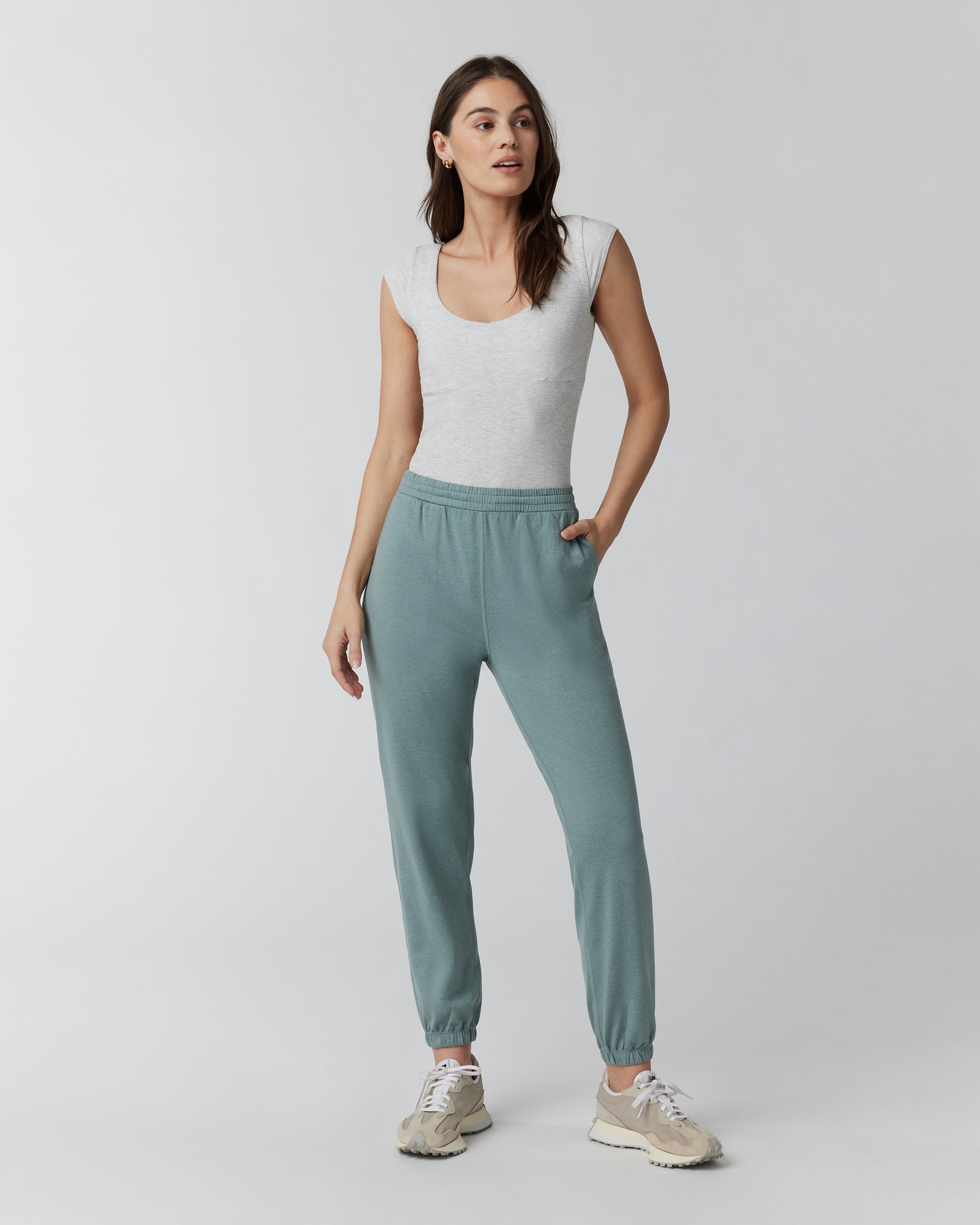Sleeveless Cove V Neck | Light Heather Grey - Image 2