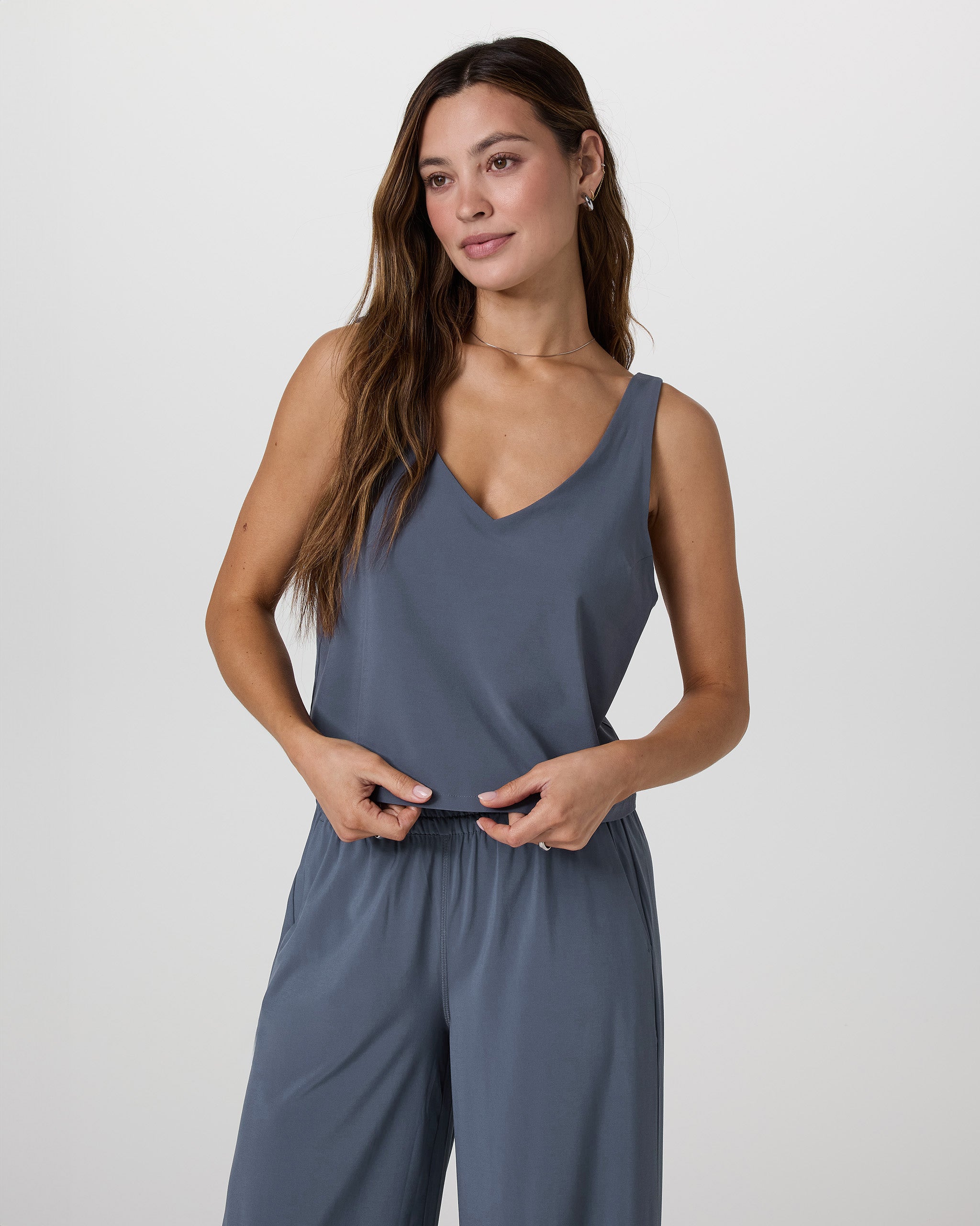 Villa Cropped Tank | Azure