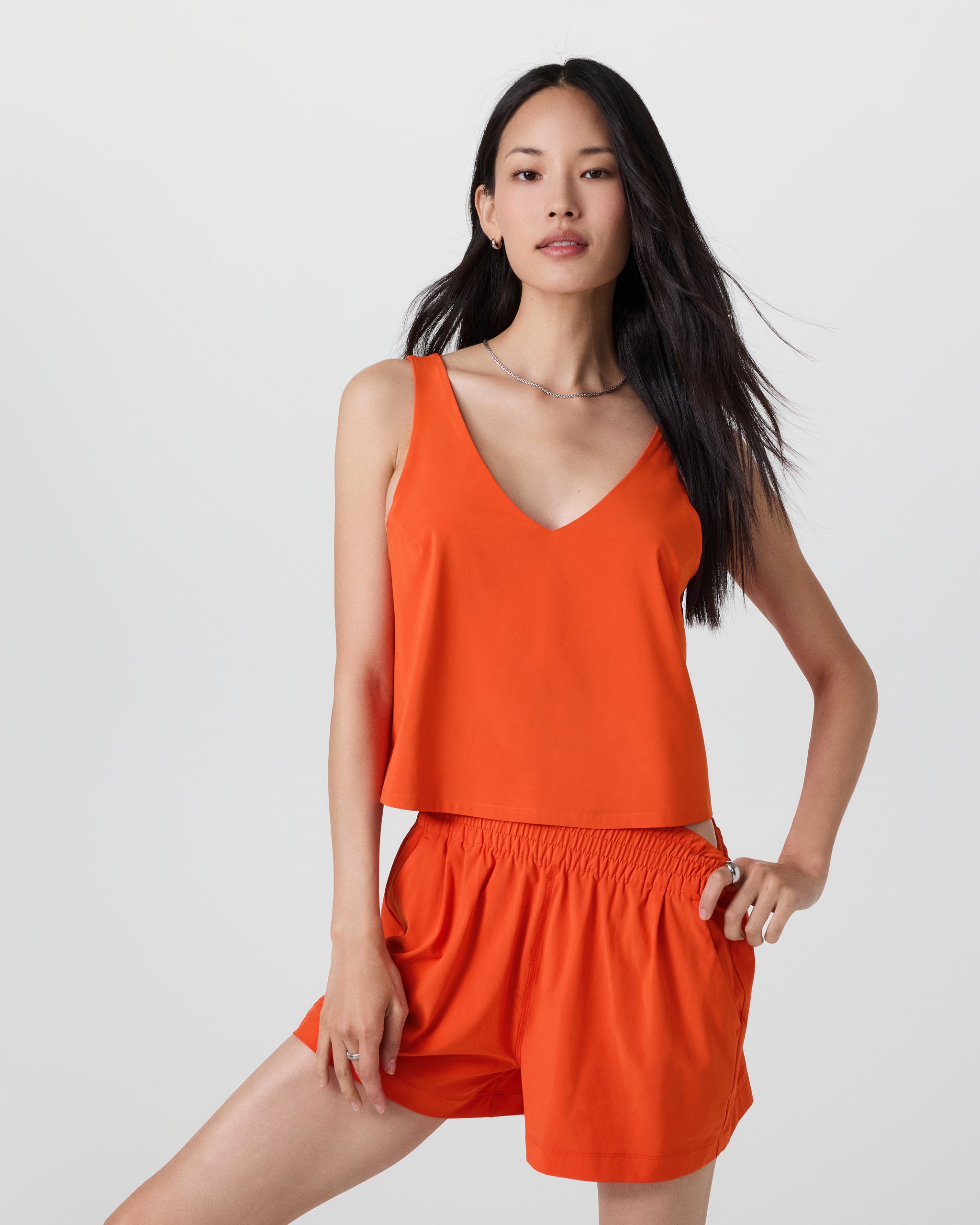 Villa Cropped Tank | Bright Poppy