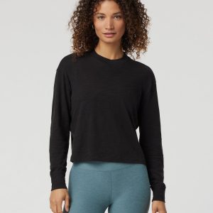 Long Sleeve Sunset Mock Tee | Black