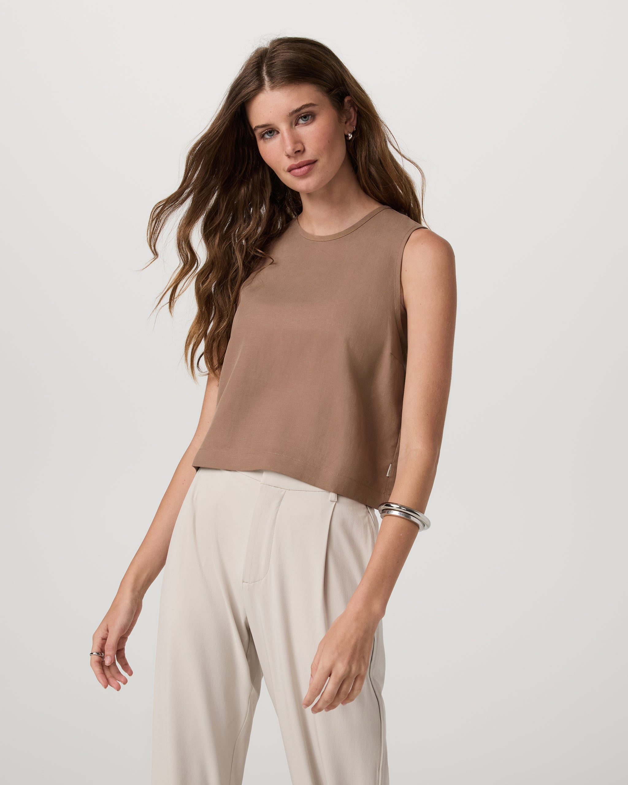 Trestles Twill Crop Tank | Nutmeg