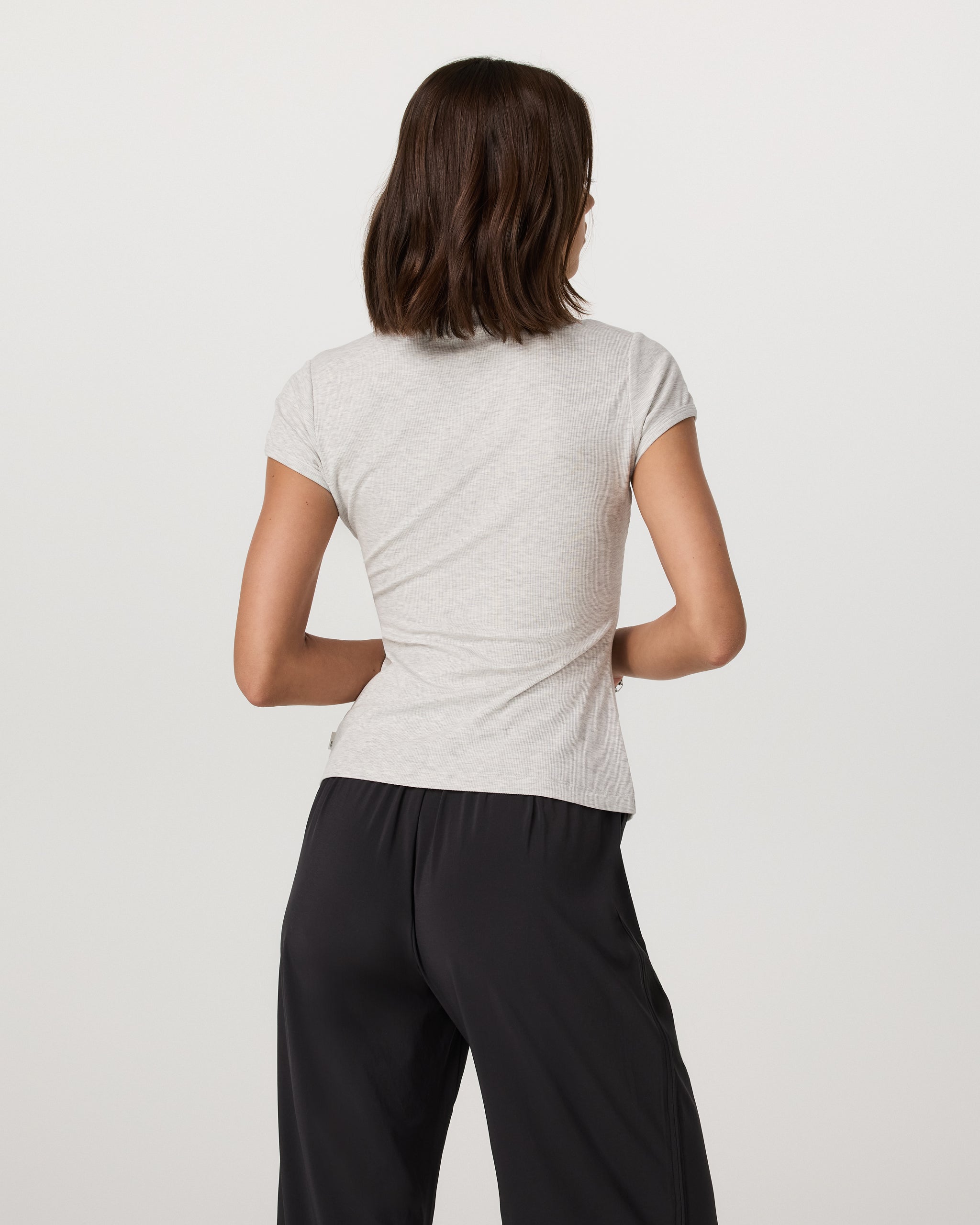 Short Sleeve Pose Button Up | White Heather Grey - Image 3