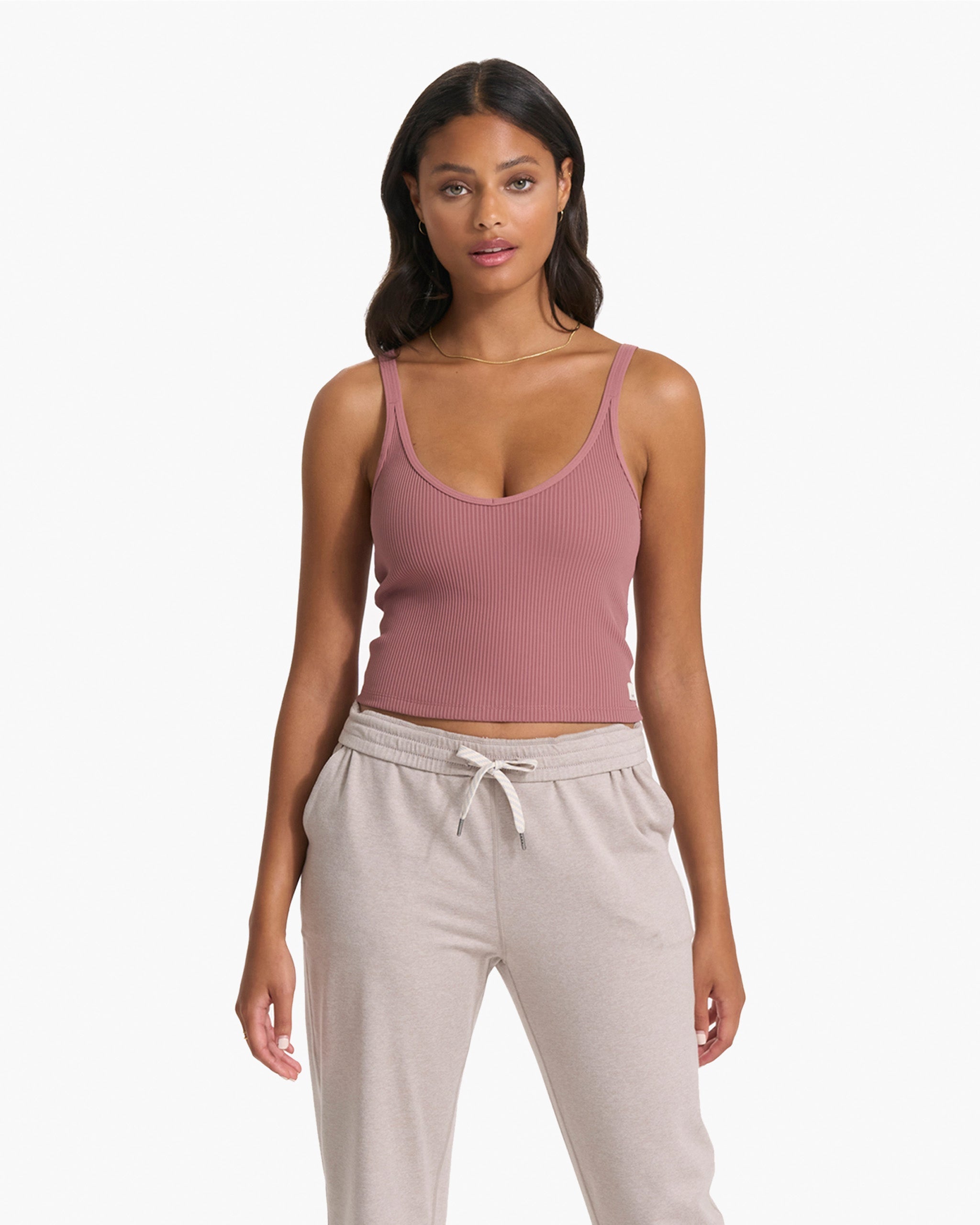 Rib Crop Tank | Marsala