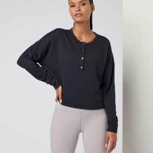 Long Sleeve Sunrise Oversize Henley | Black
