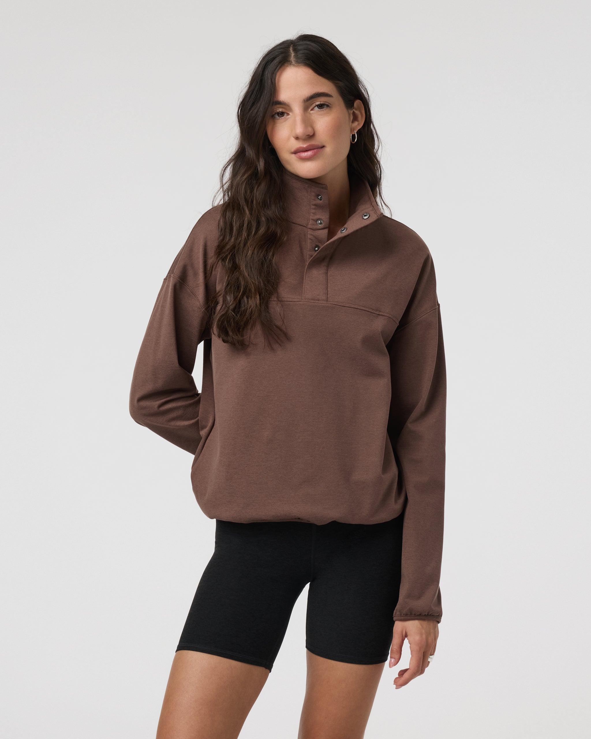 Granite Snap Mock | Chocolate Milk Heather