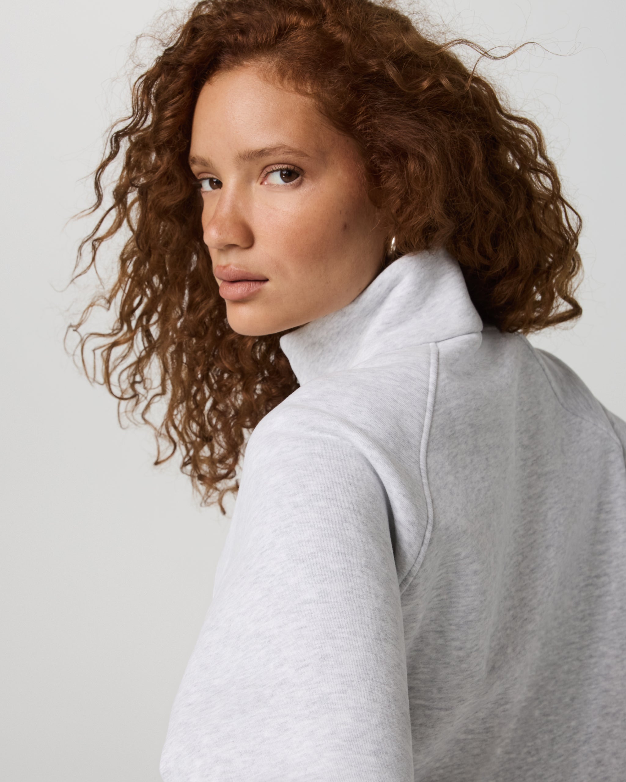 Restore Double Zip Sweatshirt | Pale Grey Heather - Image 5