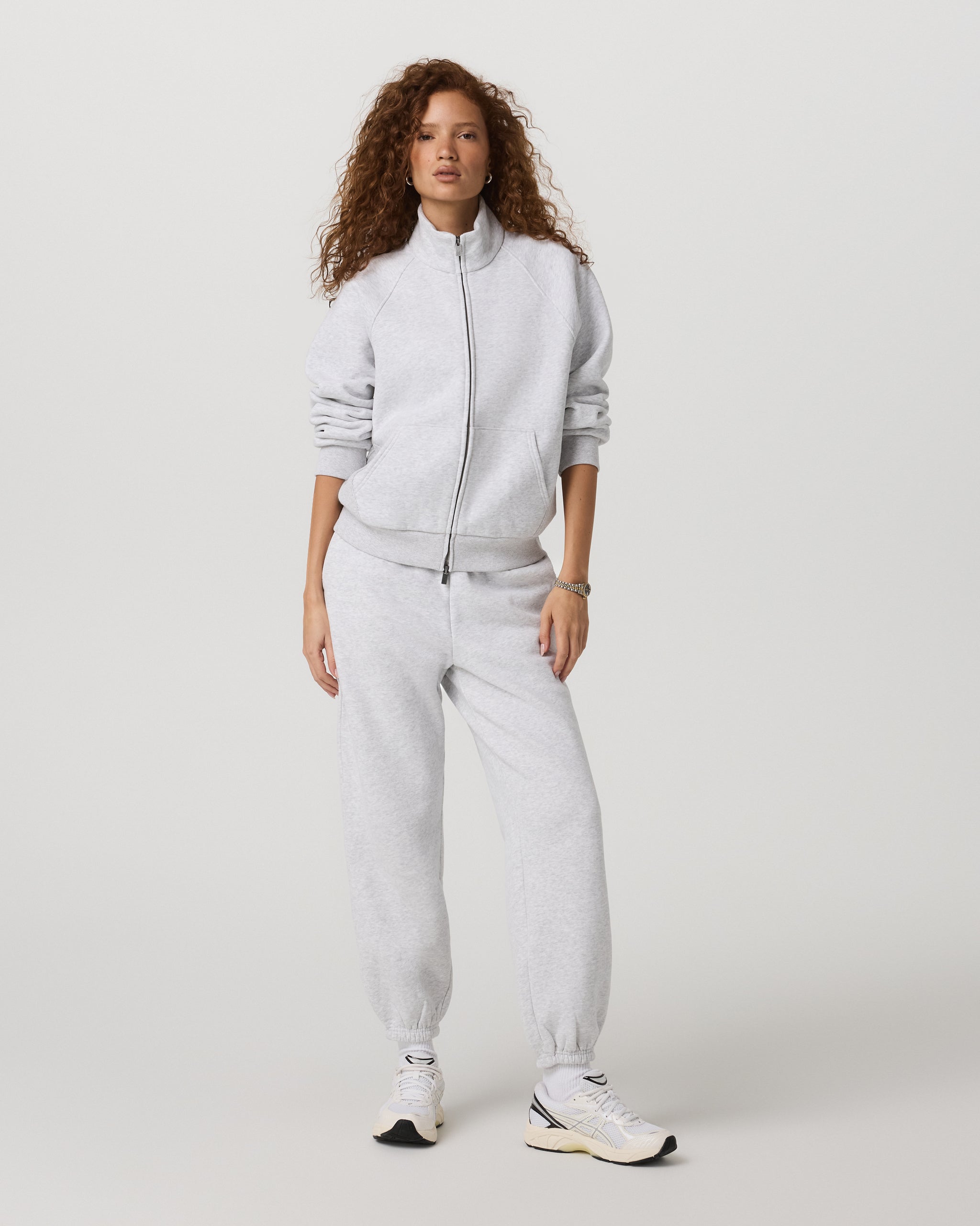 Restore Double Zip Sweatshirt | Pale Grey Heather - Image 4