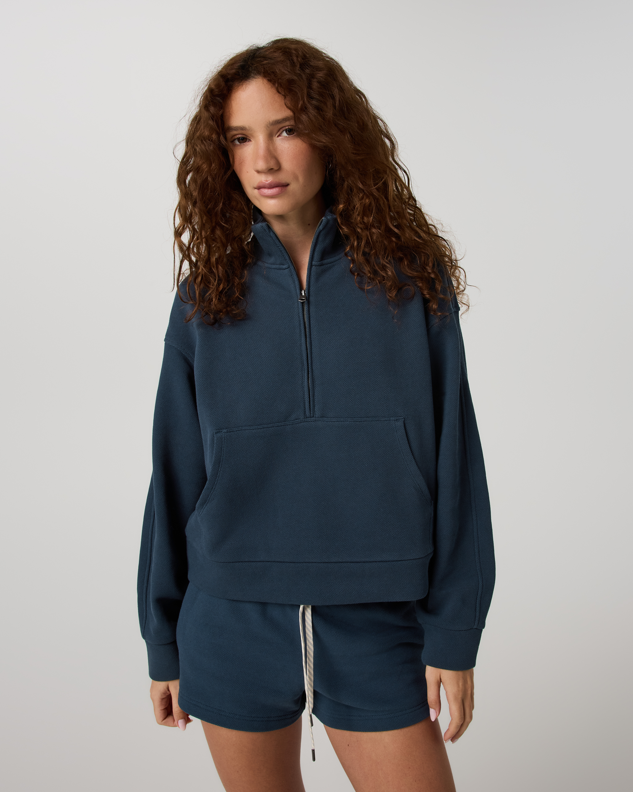 Pique Fleece Half Zip | Ocean Blue - Image 6