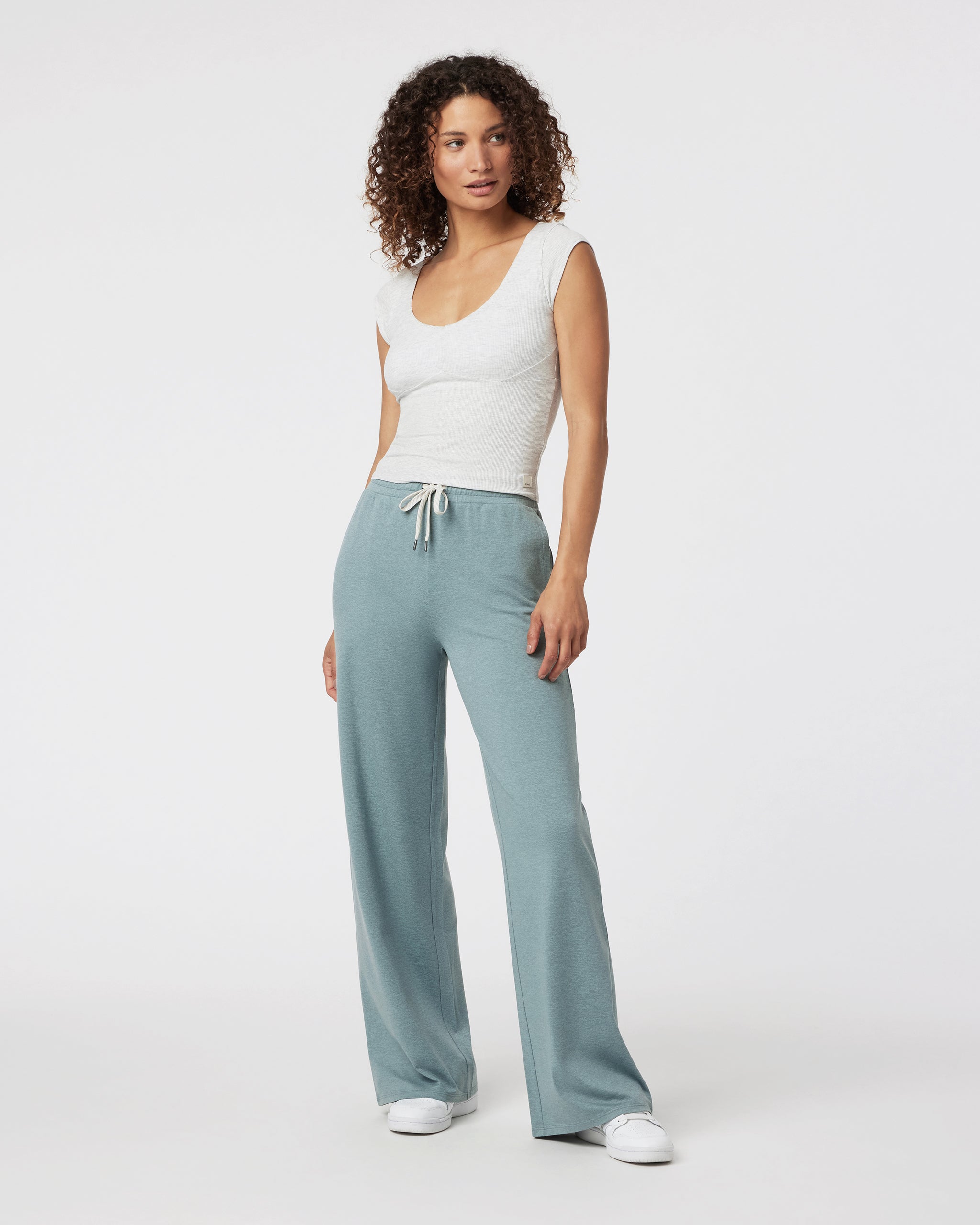 Halo Essential Wideleg Pant | Vintage Pistachio Heather - Image 2