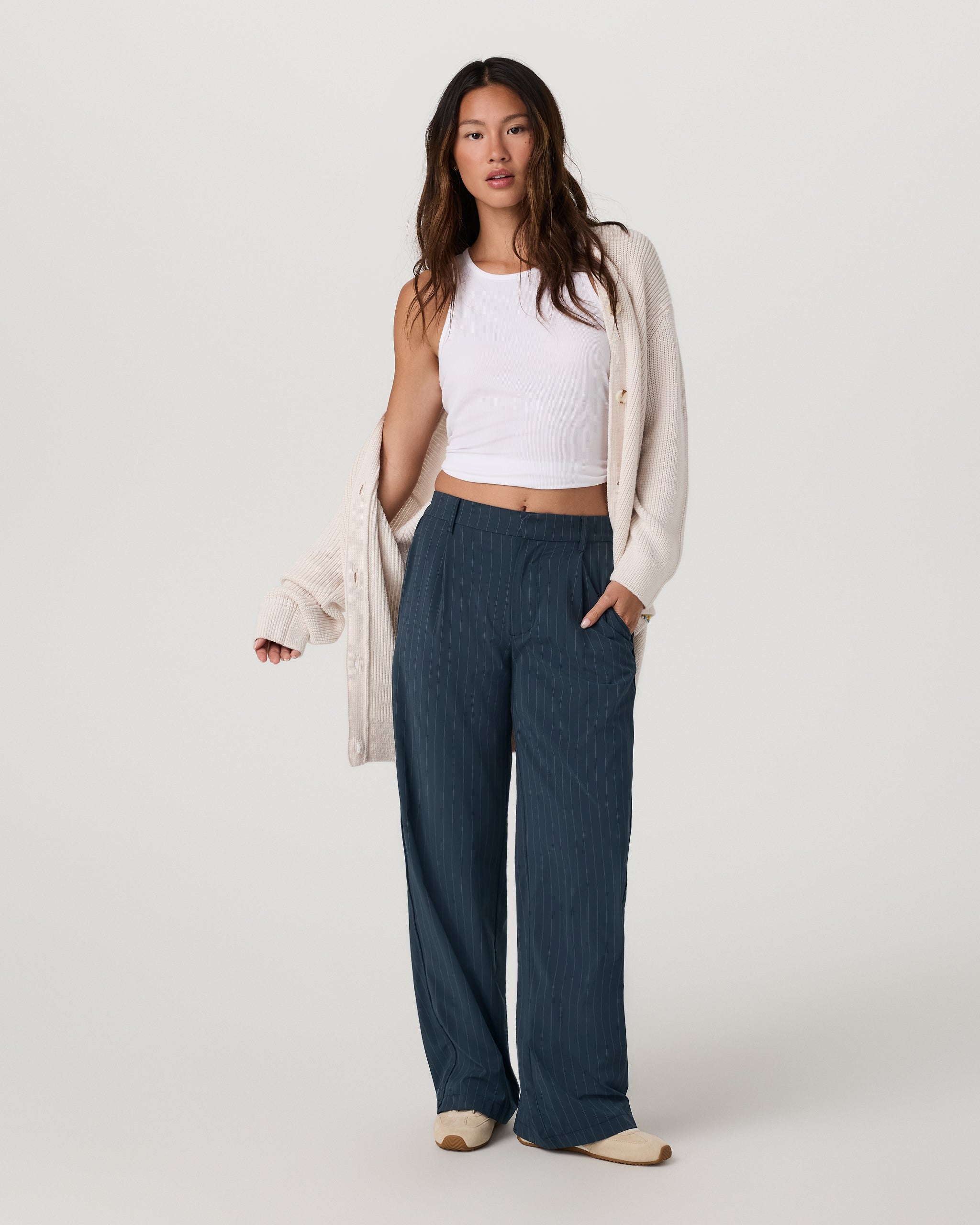 Villa Pinstripe Trouser Pant | Navy Pinstripe - Image 2