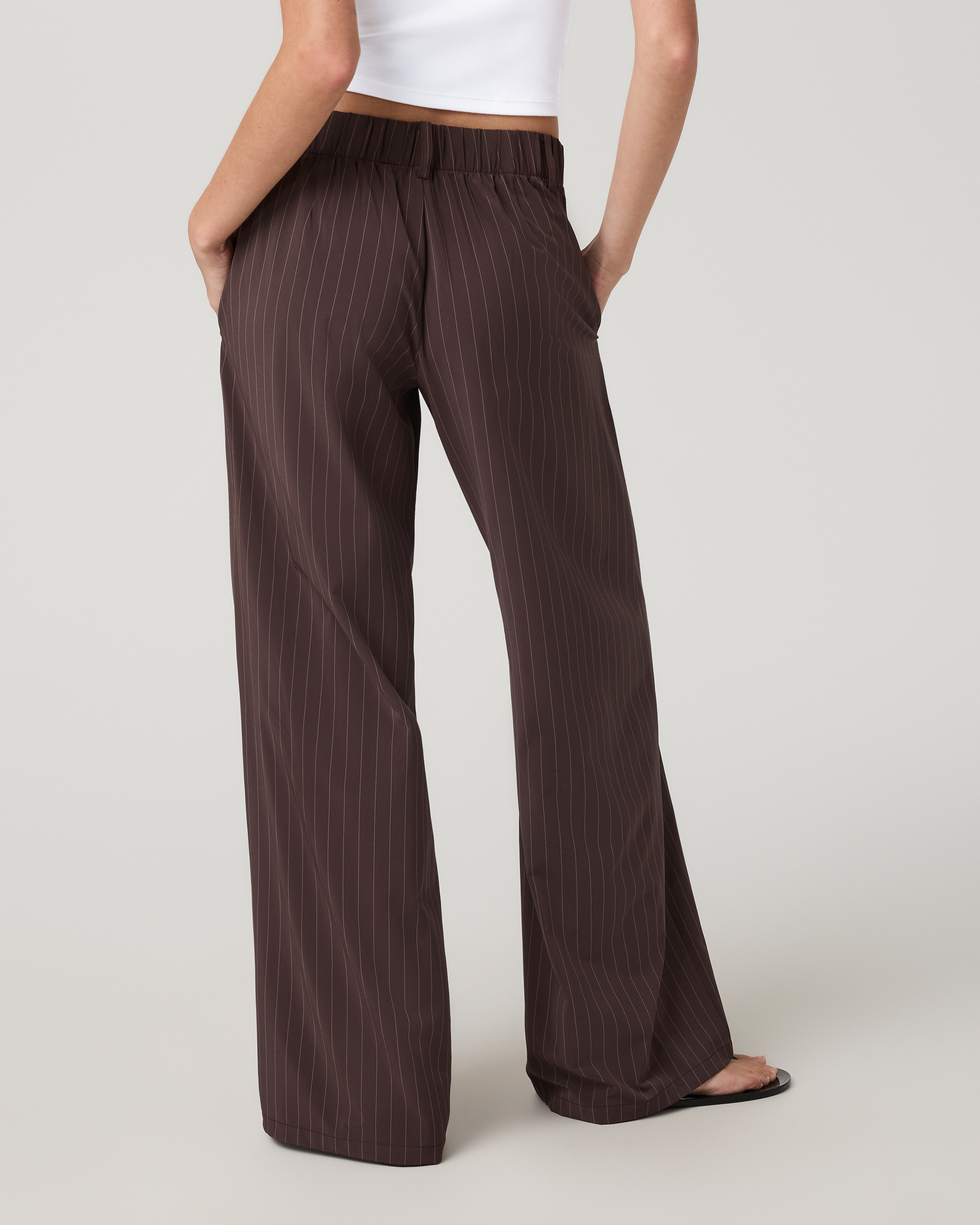 Villa Wideleg Trouser - Short | French Roast Pinstripe - Image 3