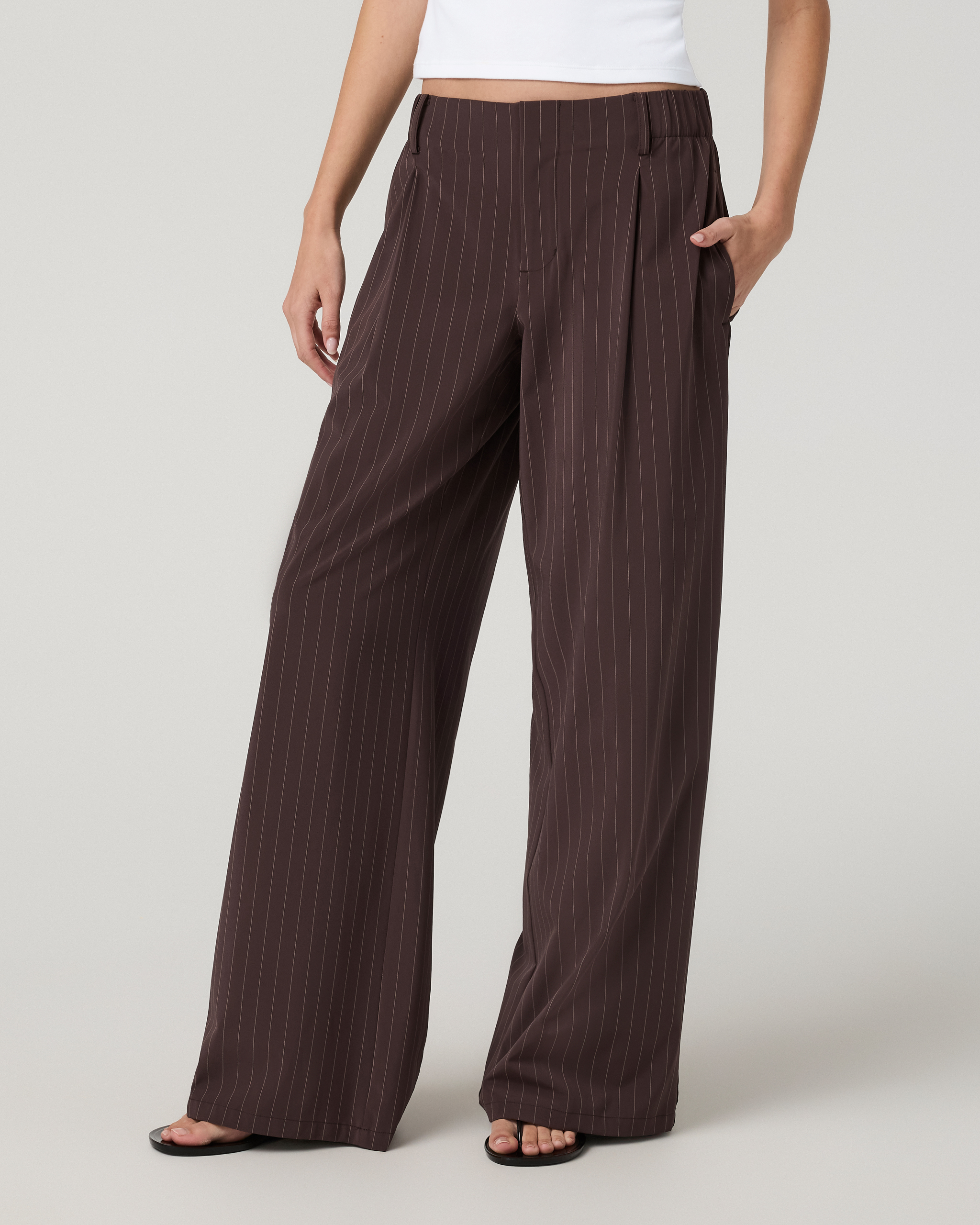 Villa Wideleg Trouser | French Roast Pinstripe