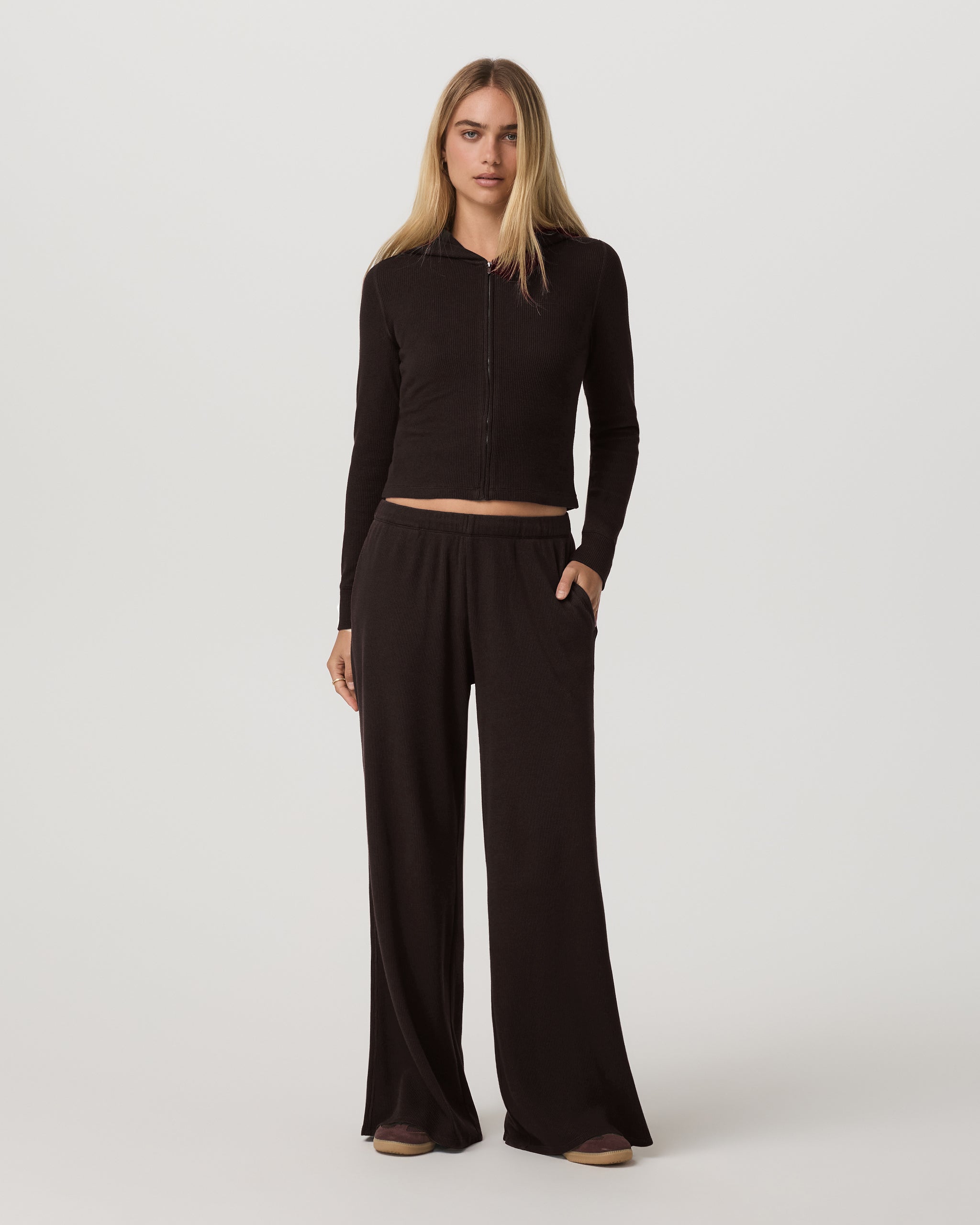 Waffle Wideleg Pant | Dark Java - Image 2