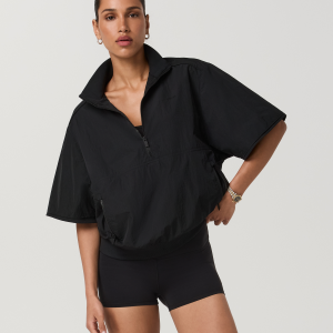 Retrograde Short Sleeve Half Zip Jacket | Black